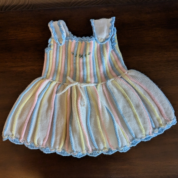 Hand Knit Multi-Color Baby Dress - Picture 4 of 6